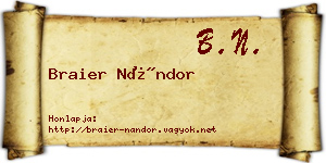 Braier Nándor névjegykártya